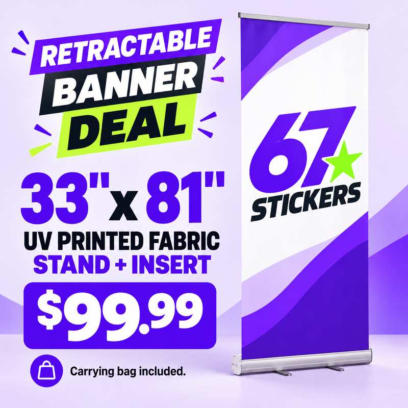 33 x 81 Inch UV Printed Fabric Retractable Banner for $99.99