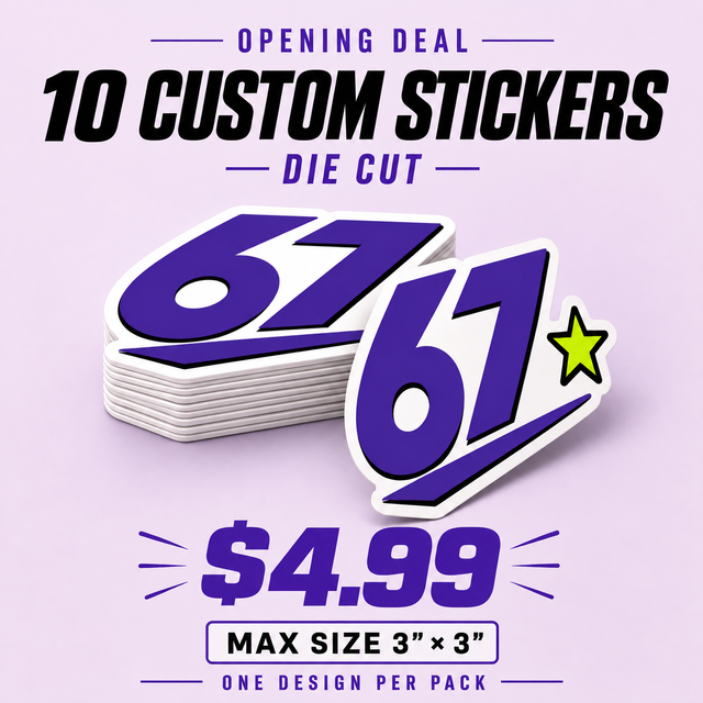 10 Custom 3 Inch Die Cut Stickers for $4.99