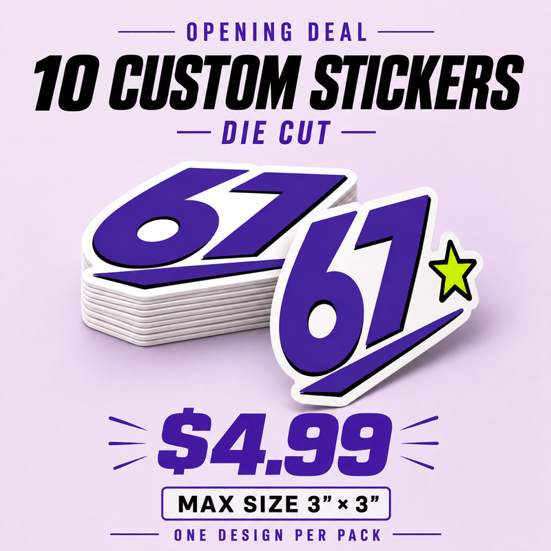 10 Custom 3 Inch Die Cut Stickers for $4.99