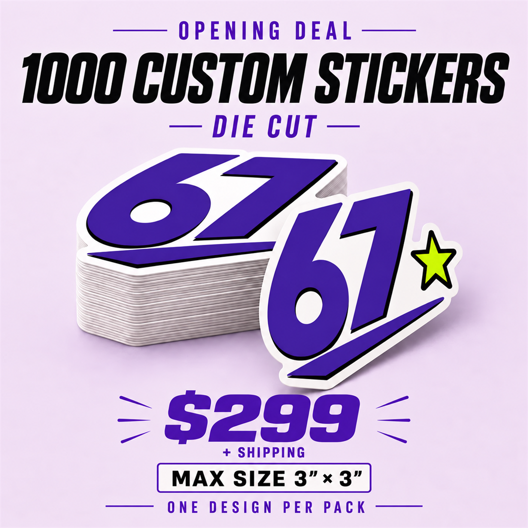 1000 Custom 3 Inch Die Cut Stickers for $299