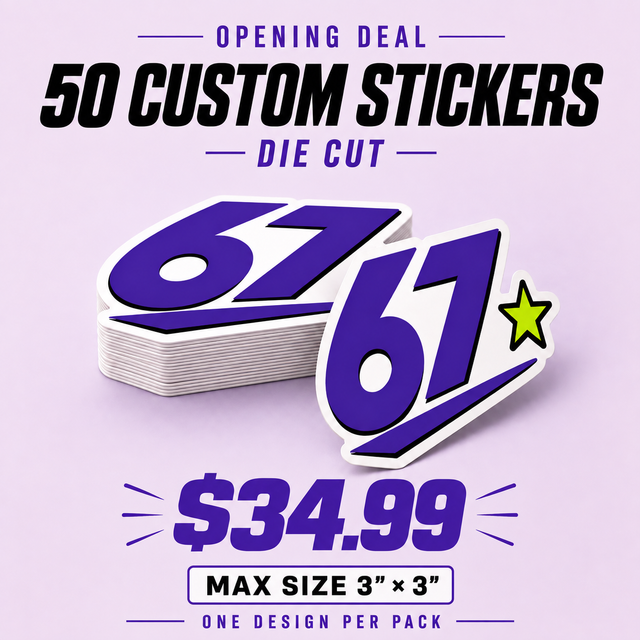 50 Custom 3 Inch Die Cut Stickers for $34.99