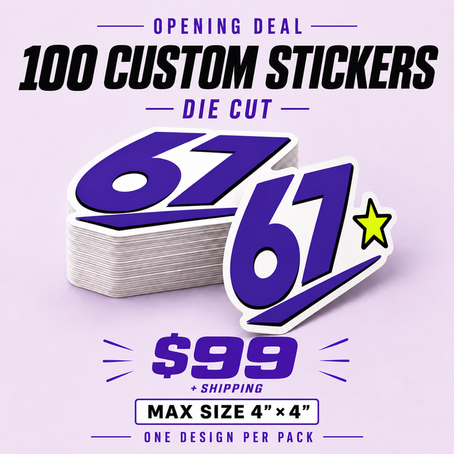 100 Custom 4 Inch Die Cut Stickers for $99